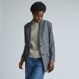 Everlane Italian Wool Oversized Blazer in Grey Herringbone, size 0